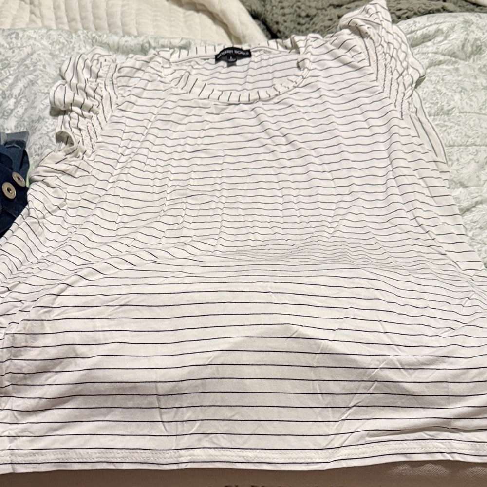 Elegant Black and White Striped Women's Tee